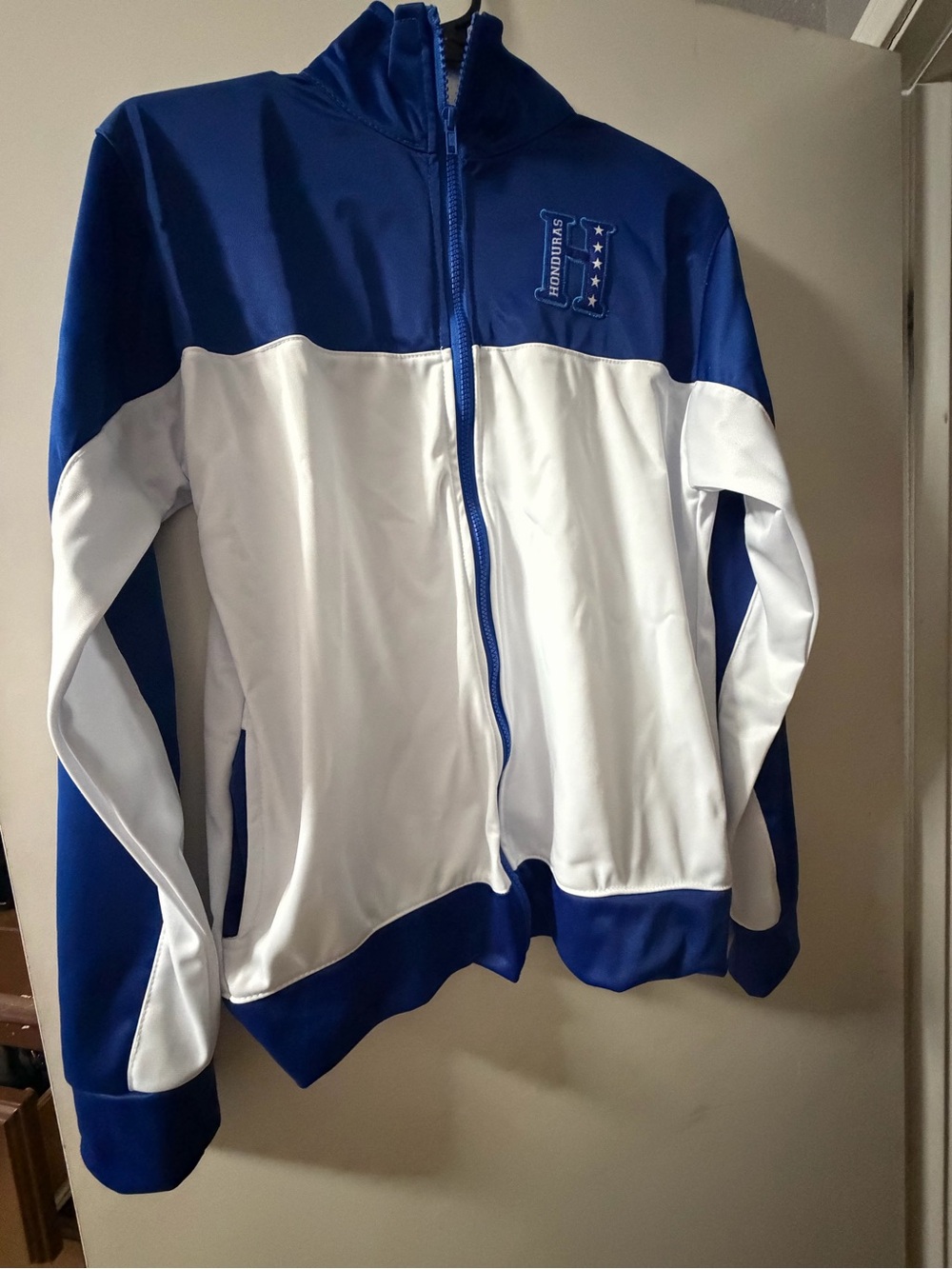 Kids Blue & White Colorblock Jean-Style Jacket